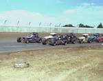 Heat Race at Hutchinson.  Kim Fairbanks from Enid and Walt Mcwhorter on the front row.